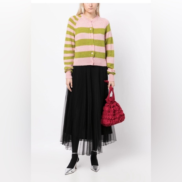 Molly Goddard Teresa Striped Pink/ Green Wool Cardigan Sweater  New $600 - Picture 14 of 16